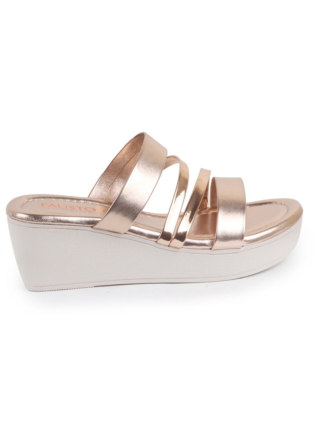 Women Rose Glossy Open Toe Multi Strap Wedge Heel Wedding Ethnic Sandals|Slippers for Party|Festive|Height Enhancer Sandal