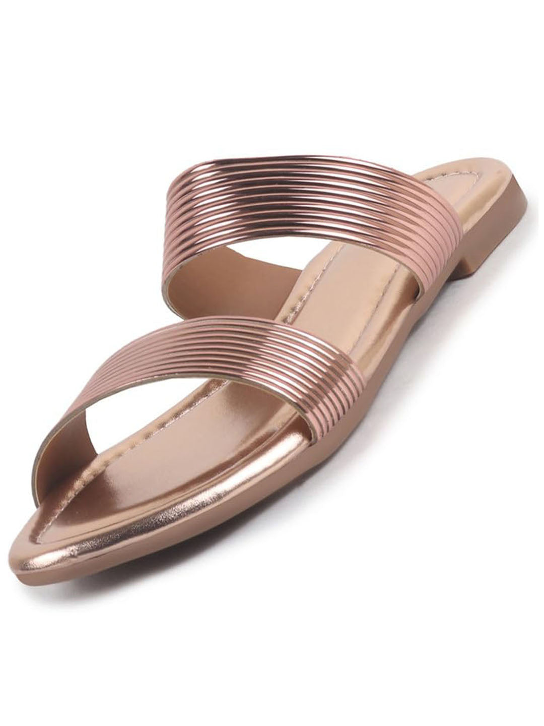 Women Rose Glossy Flat Slip On Open Toe Ethnic Slippers|Slippers For Sangeet Mehendi|Festive|Wedding