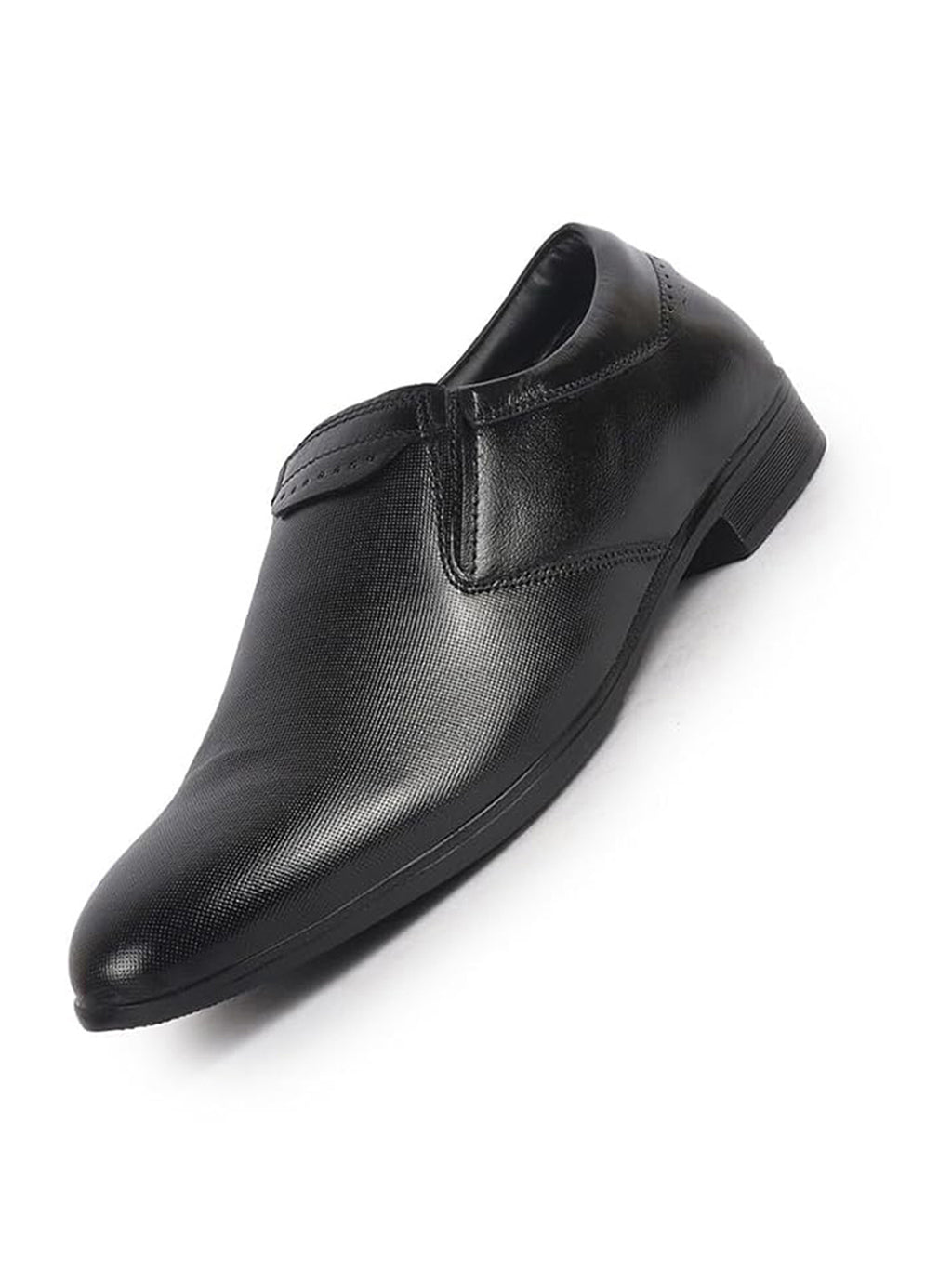 Men Black Genuine Leather Broad Feet Formal Slip On Shoe|Work Wear|Comfort for Office|Anti Skid Sole