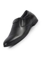 Men Black Genuine Leather Broad Feet Formal Slip On Shoe|Work Wear|Comfort for Office|Anti Skid Sole