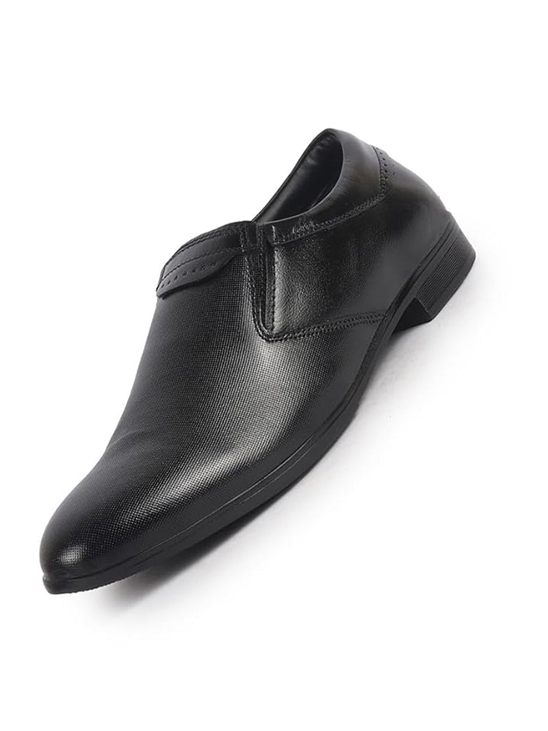 Men Black Genuine Leather Broad Feet Formal Slip On Shoe|Work Wear|Comfort for Office|Anti Skid Sole