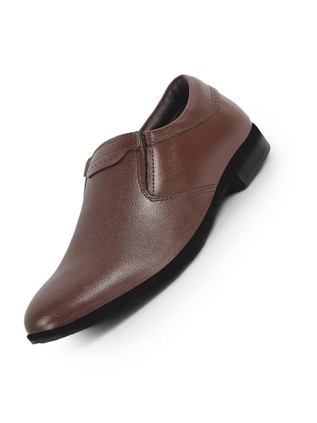 Men Brown Genuine Leather Broad Feet Formal Slip On Shoe|Work Wear|Comfort for Office|Anti Skid Sole