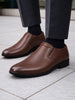 Men Brown Genuine Leather Broad Feet Formal Slip On Shoe|Work Wear|Comfort for Office|Anti Skid Sole