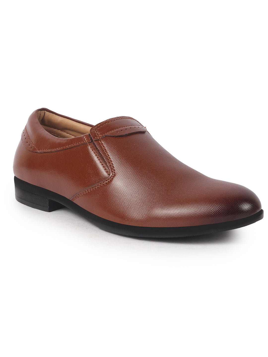 Men Tan Genuine Leather Broad Feet Formal Slip On Shoe|Work Wear|Comfort  for Office|Anti Skid Sole