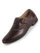 Men Brown Genuine Leather Broad Feet Breathable Slip On Pathani Shoe Style Sandals with Adjustable Strap|Memory Cushion Insole|Formal Office Wear