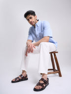 Men Brown Open Toe Hook & Loop Adjustable Strap Criss Cross Dress Slip On Sandals|Non Skid Sole Slippers|PU PAD Insole