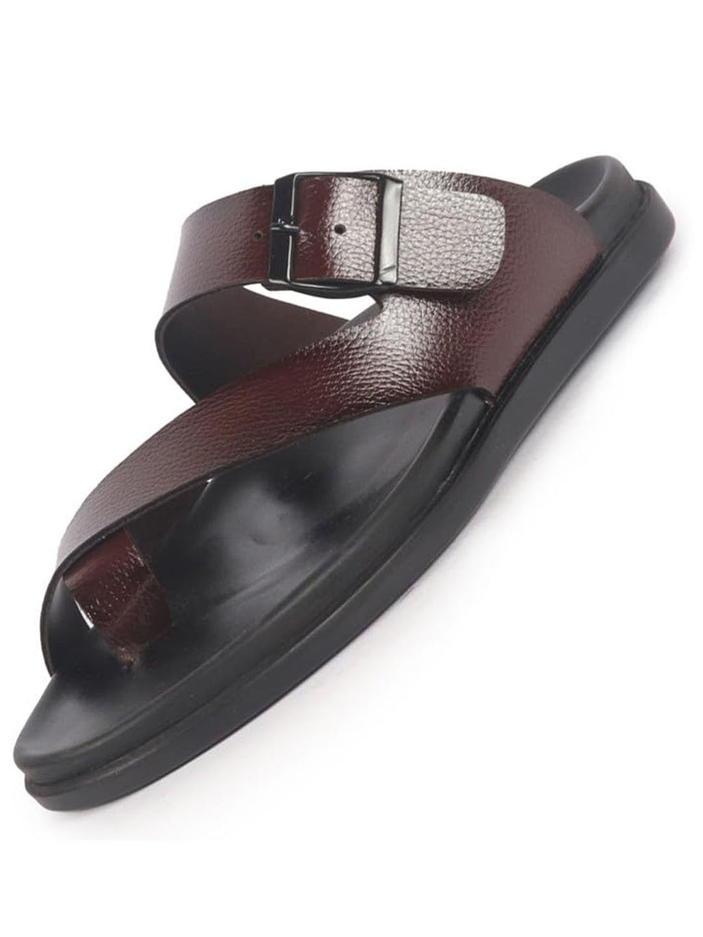 men brown toe ring kolhapuri adjustable strap slip on outdoor slippers|anti skid sole sandals|pu pad insole
