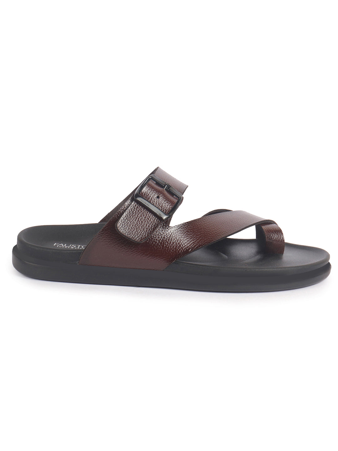 men brown toe ring kolhapuri adjustable strap slip on outdoor slippers|anti skid sole sandals|pu pad insole