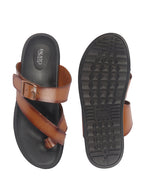 Men Tan Toe Ring Kolhapuri Adjustable Strap Slip On Outdoor Slippers|Anti Skid Sole Sandals|PU PAD Insole