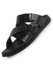 Men Black Open Toe Multi Adjustable Strap Ethnic Slip On Sandals|Anti-Skid Sole Slippers|Memory Cushion Insole
