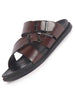 Men Brown Open Toe Multi Adjustable Strap Ethnic Slip On Sandals|Anti-Skid Sole Slippers|Memory Cushion Insole