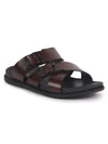 Men Brown Open Toe Multi Adjustable Strap Ethnic Slip On Sandals|Anti-Skid Sole Slippers|Memory Cushion Insole