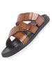 Men Tan Open Toe Multi Adjustable Strap Ethnic Slip On Sandals|Anti-Skid Sole Slippers|Memory Cushion Insole