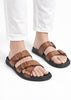 Men Tan Open Toe Multi Adjustable Strap Ethnic Slip On Sandals|Anti-Skid Sole Slippers|Memory Cushion Insole