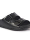 Men Black Open Toe Multi Adjustable Strap Ethnic Kurta Slip On Sandals|Anti-Skid Sole Slippers|Memory Cushion Insole