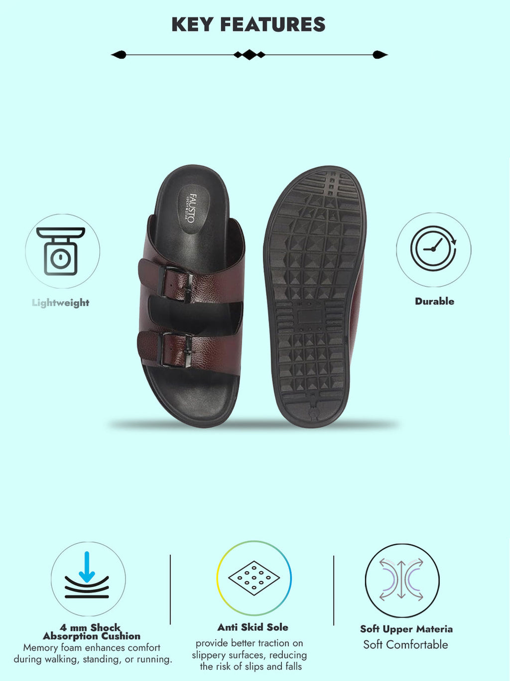 Men Brown Open Toe Multi Adjustable Strap Ethnic Kurta Slip On Sandals|Anti-Skid Sole Slippers|Memory Cushion Insole