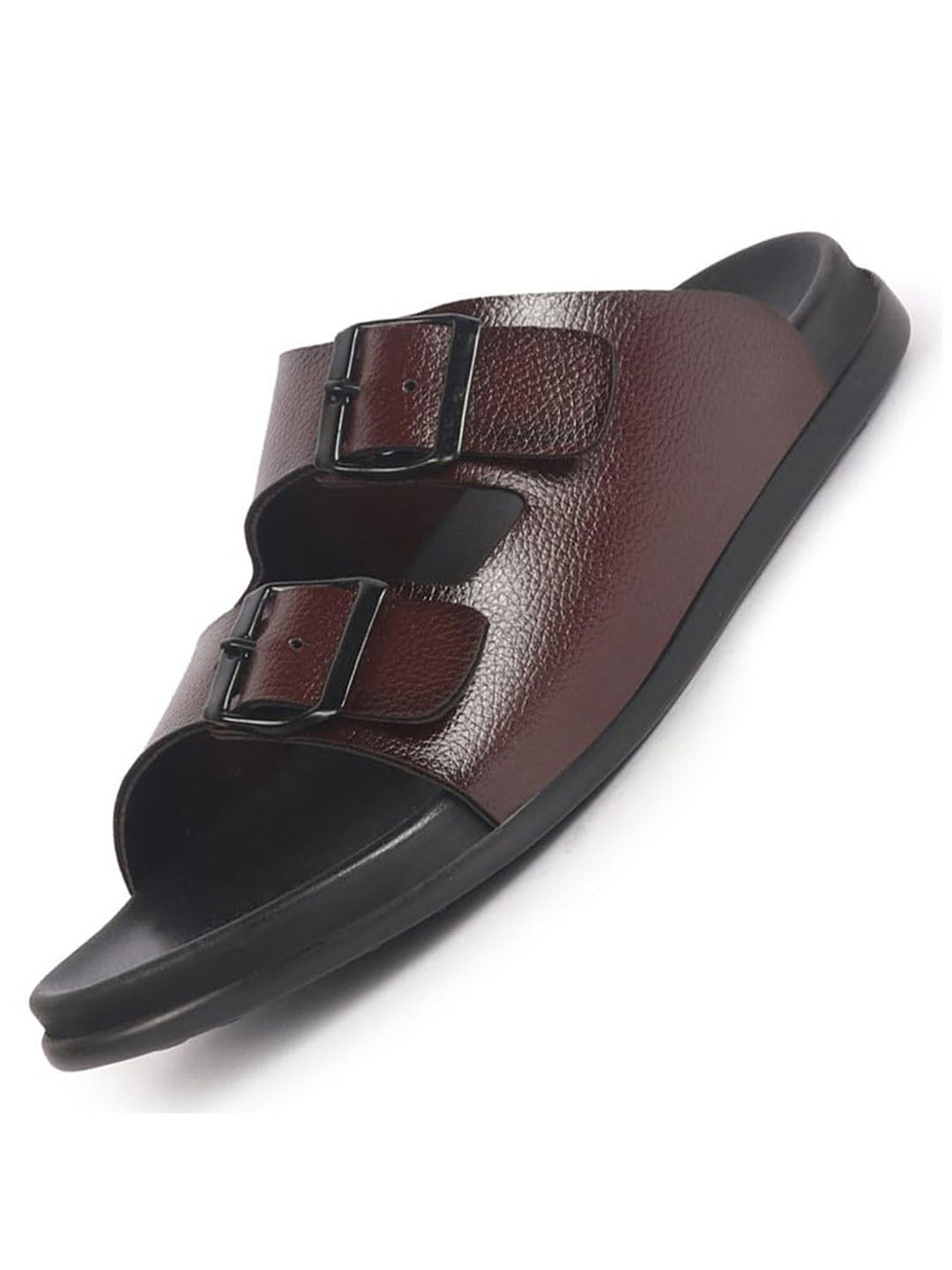 Men Brown Open Toe Multi Adjustable Strap Ethnic Kurta Slip On Sandals|Anti-Skid Sole Slippers|Memory Cushion Insole