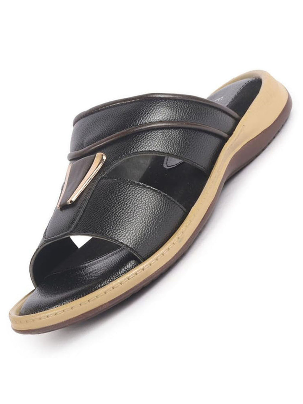 Men Black Open Toe Broad Feet Lightweight Summer Slip On Slippers|Dress Sandals Slip On|Anti Skid Sole