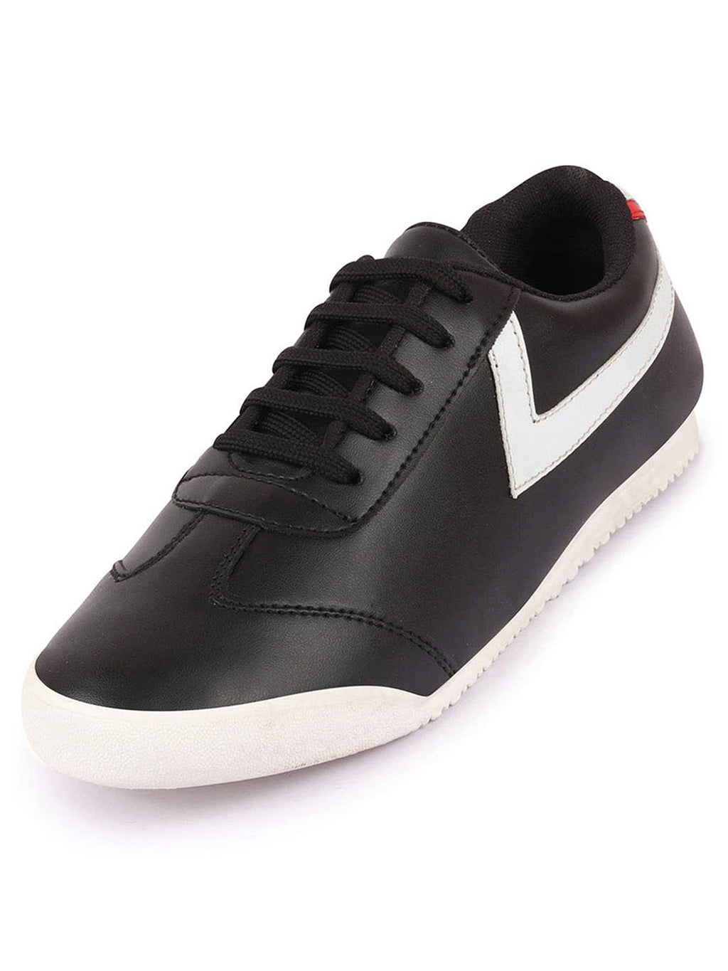 Shop Men Black Lace-Up Classic Striped Sneakers Casual Shoes Online.