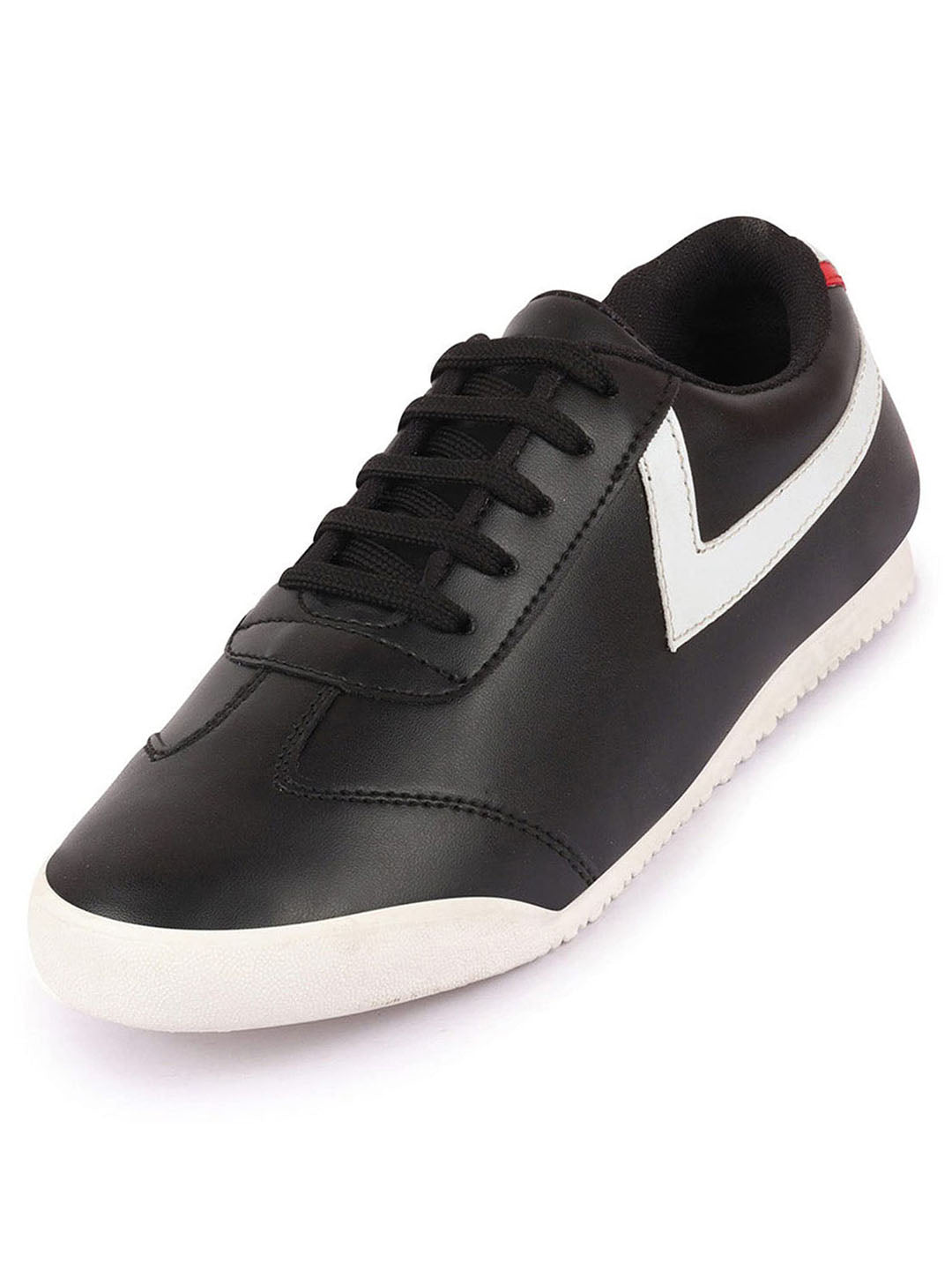 Shop Men Black Lace-Up Classic Striped Sneakers Casual Shoes Online.