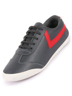 Shop Men Grey Lace-Up Classic Striped Sneakers Casual Shoes Online.
