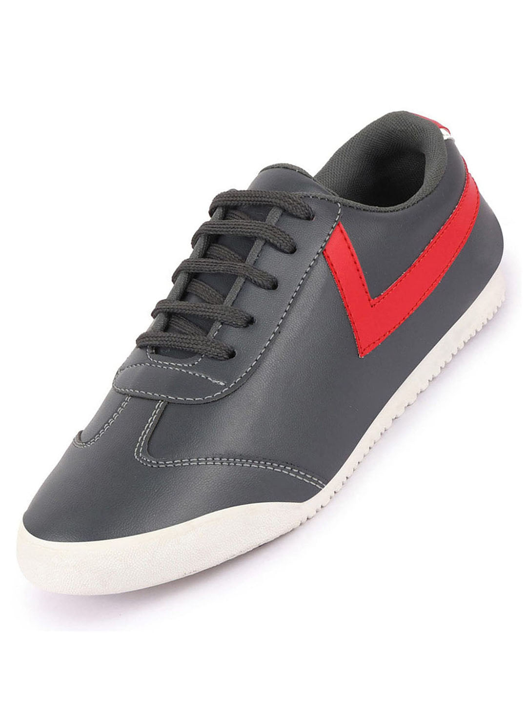 Shop Men Grey Lace-Up Classic Striped Sneakers Casual Shoes Online.