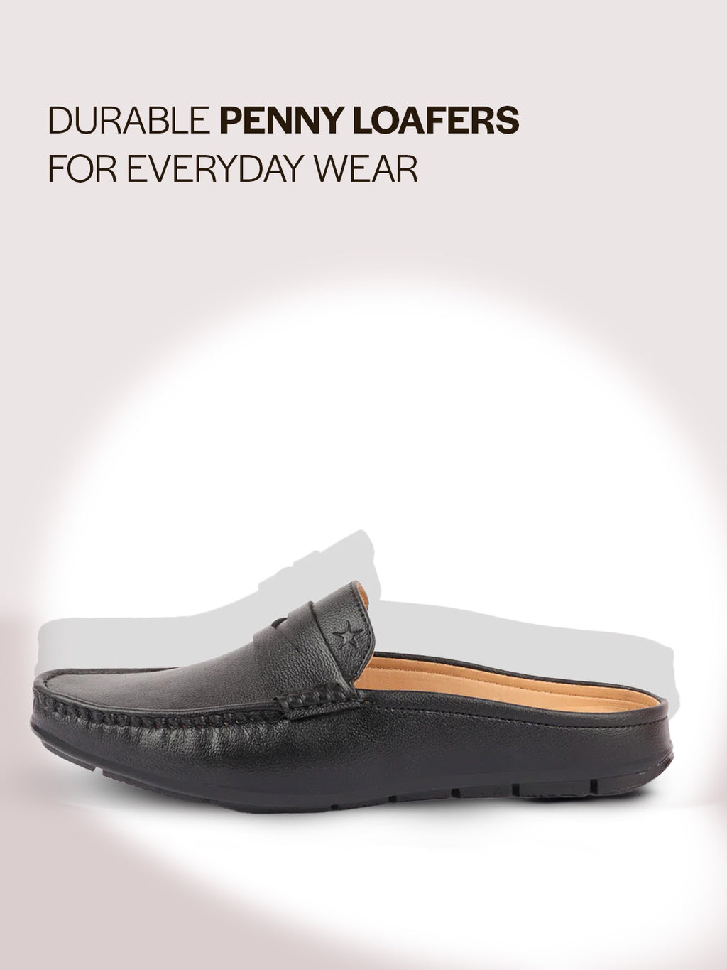 men black slip on back open stitched mules casual shoes