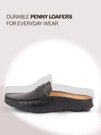 men black slip on back open stitched mules casual shoes