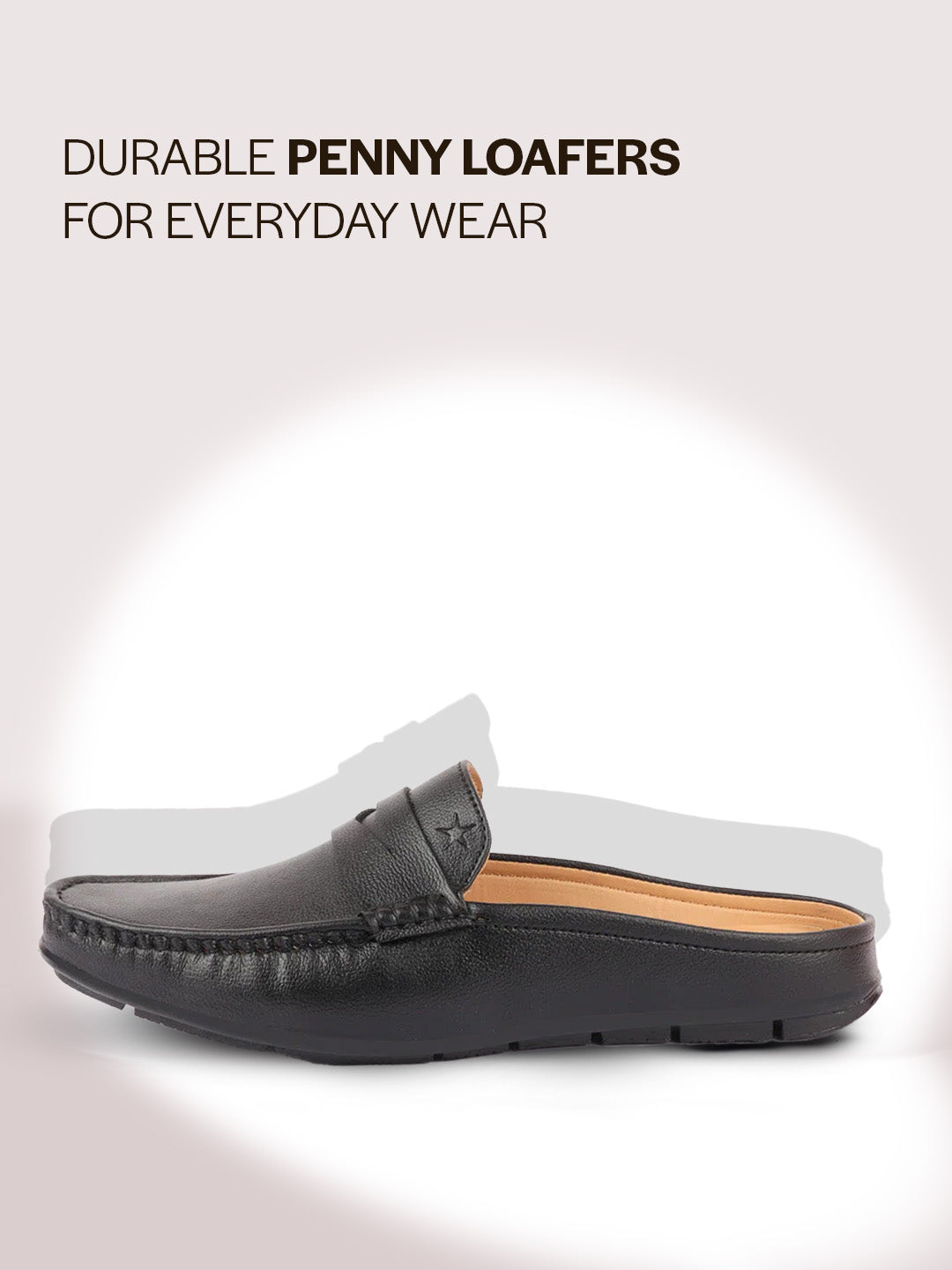 men black slip on back open stitched mules casual shoes