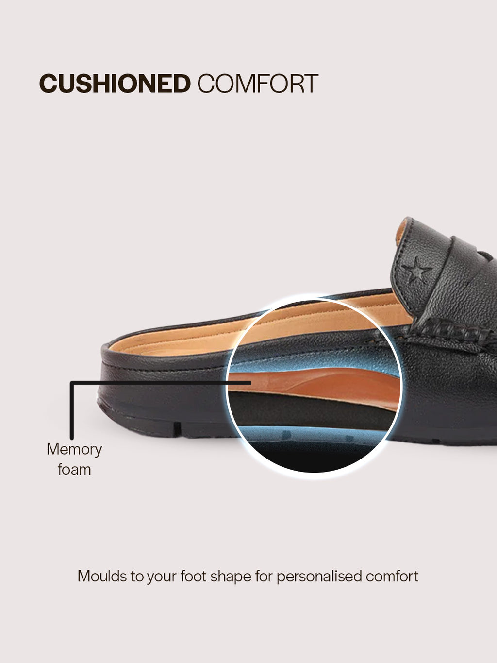men black slip on back open stitched mules casual shoes