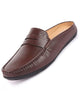 Men Brown Slip On Back Open Stitched Mules Casual Shoes