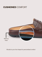 shop men brown slip on back open stitched mules casual shoes online.