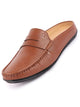 Men Tan Slip On Back Open Stitched Mules Casual Shoes