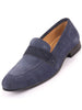 Men Navy Blue Suede Leather Outdoor Penny Loafer Shoes