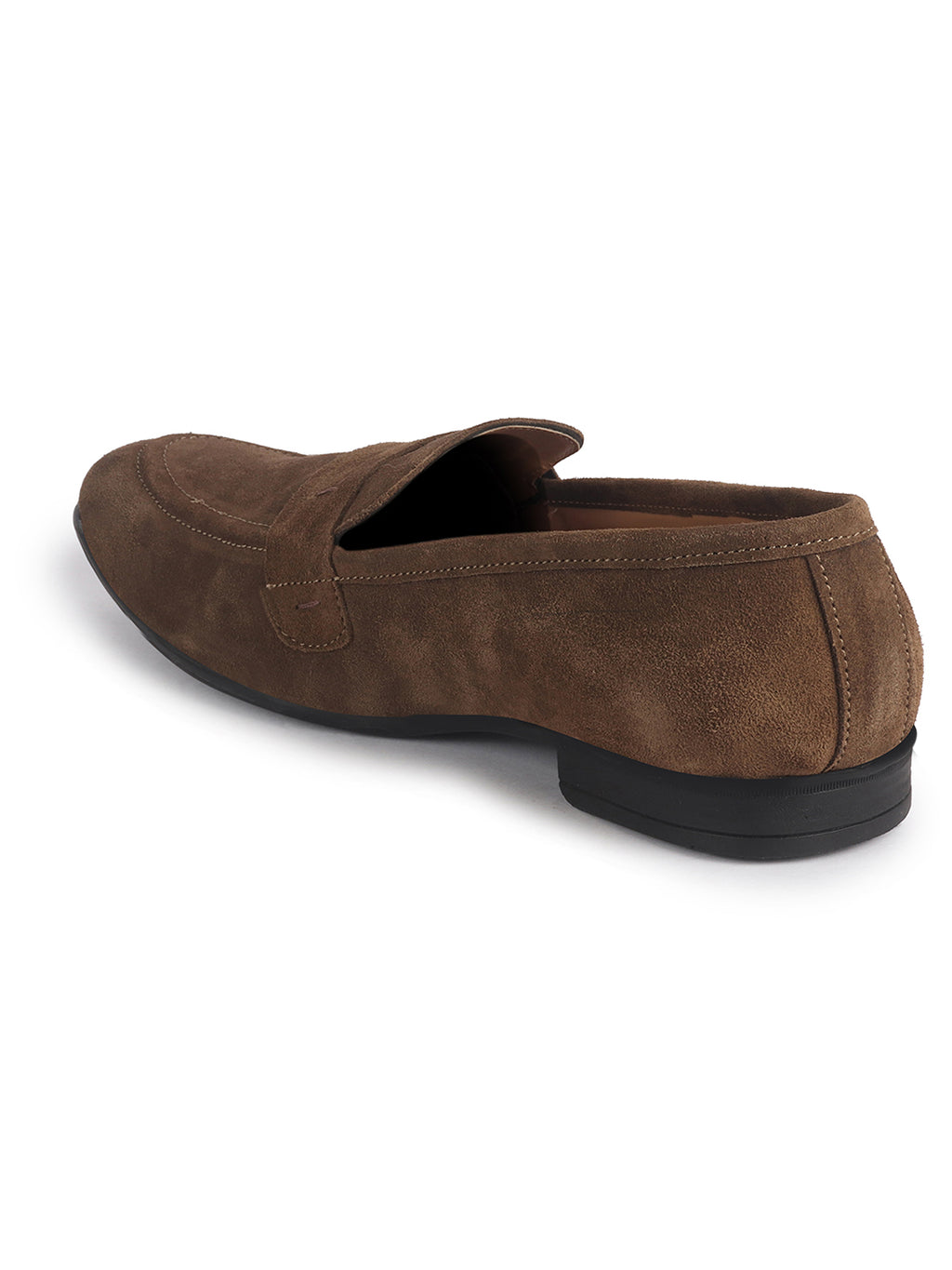 men olive suede leather outdoor penny loafer shoes