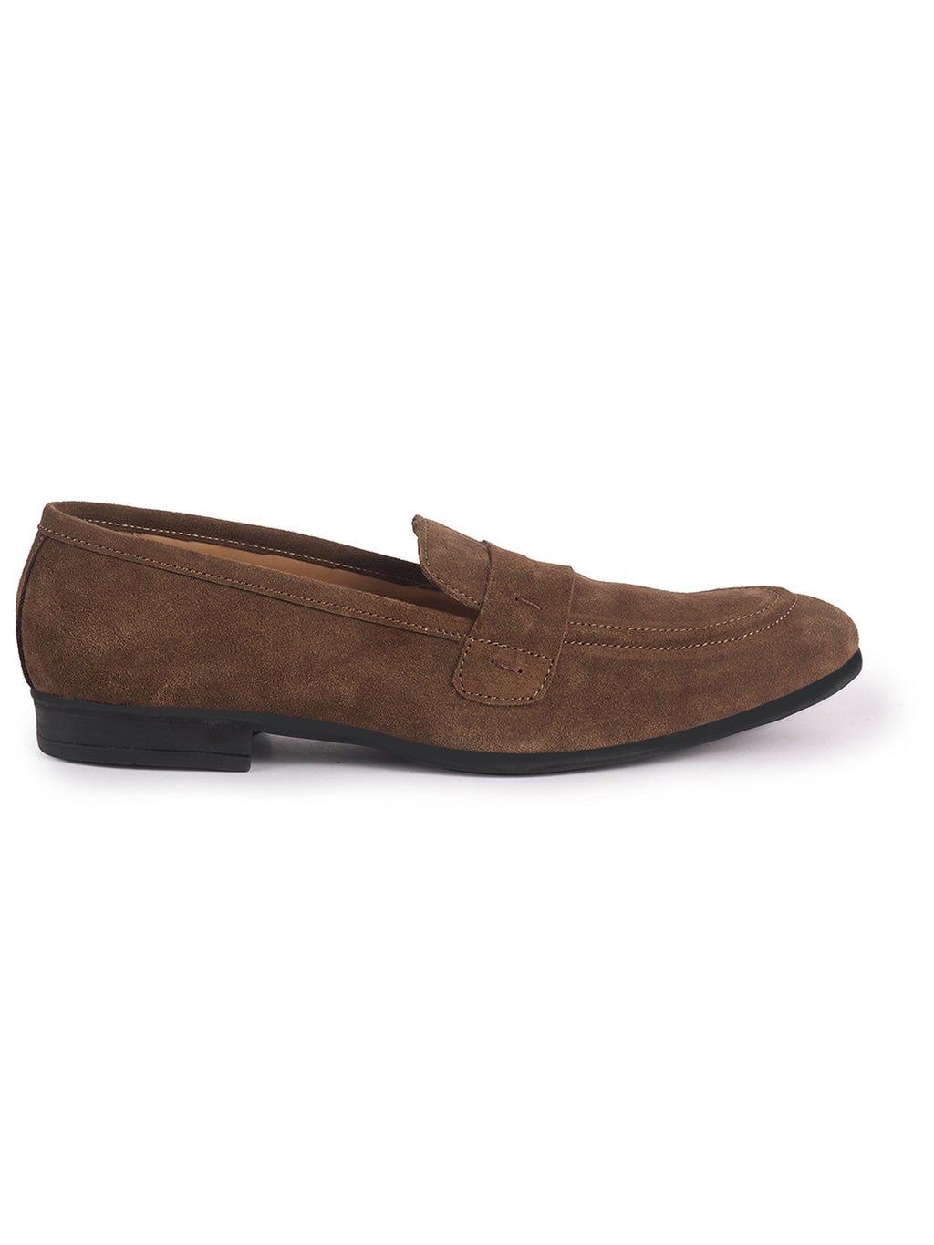 men olive suede leather outdoor penny loafer shoes