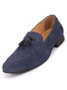 Men Navy Blue Suede Leather Casual Tassel Loafer Shoes
