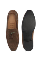 Men Olive Green Suede Leather Casual Tassel Loafer Shoes