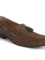 Men Olive Green Suede Leather Casual Tassel Loafer Shoes