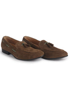 Men Olive Green Suede Leather Casual Tassel Loafer Shoes