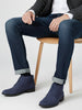 Men Navy Blue Suede Leather High Ankle Lace Up Chukka Boots