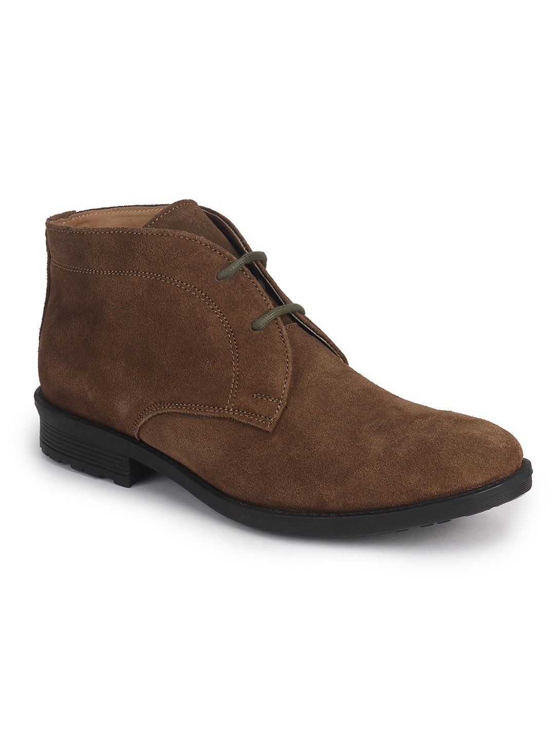 Shop Men Olive Green Suede Leather High Ankle Lace Up Chukka Boots Online.
