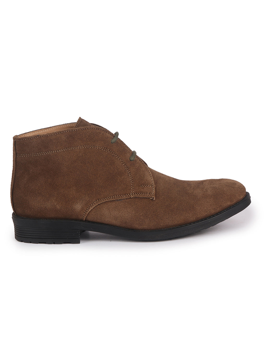 Shop Men Olive Green Suede Leather High Ankle Lace Up Chukka Boots Online.