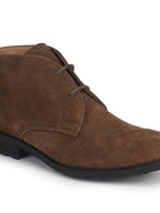 Shop Men Olive Green Suede Leather High Ankle Lace Up Chukka Boots Online.