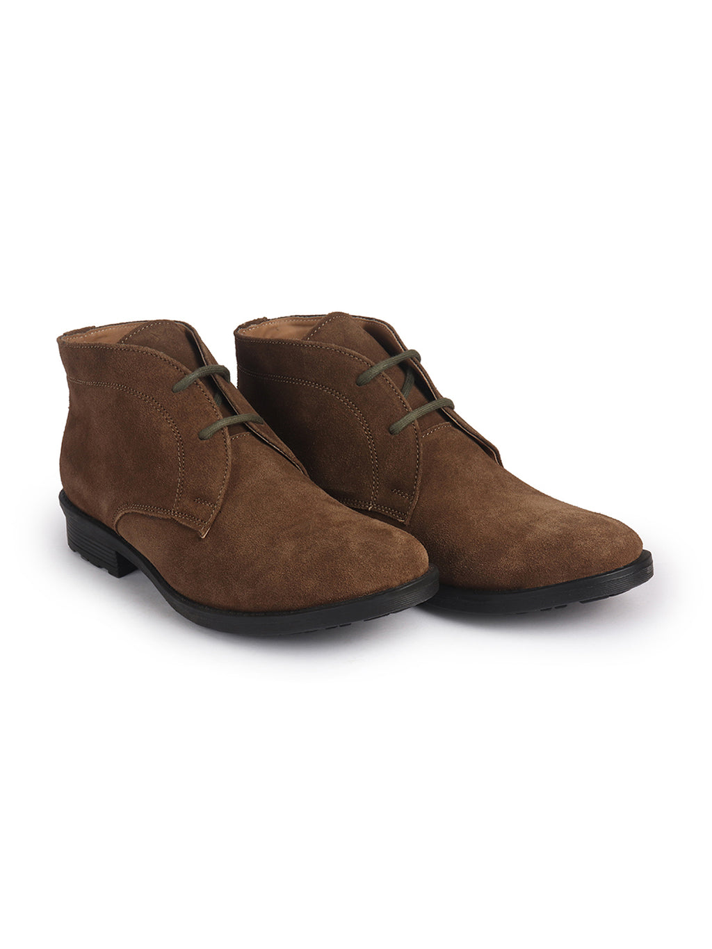 Shop Men Olive Green Suede Leather High Ankle Lace Up Chukka Boots Online.