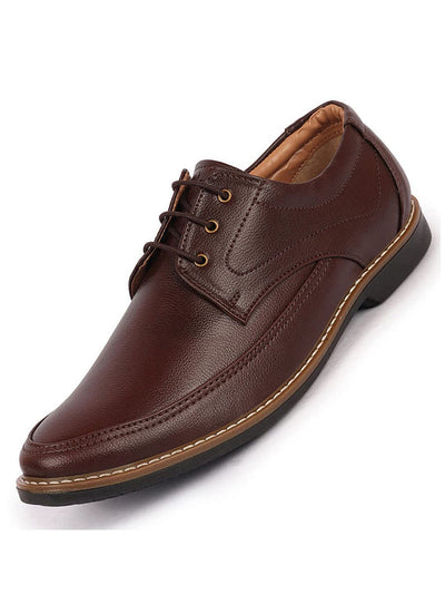 Men Brown Formal Lace-Up Derby Uniform Dress Shoes