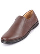 Men Brown Textured Formal/Office Broad Toe Leather Slip On Shoes