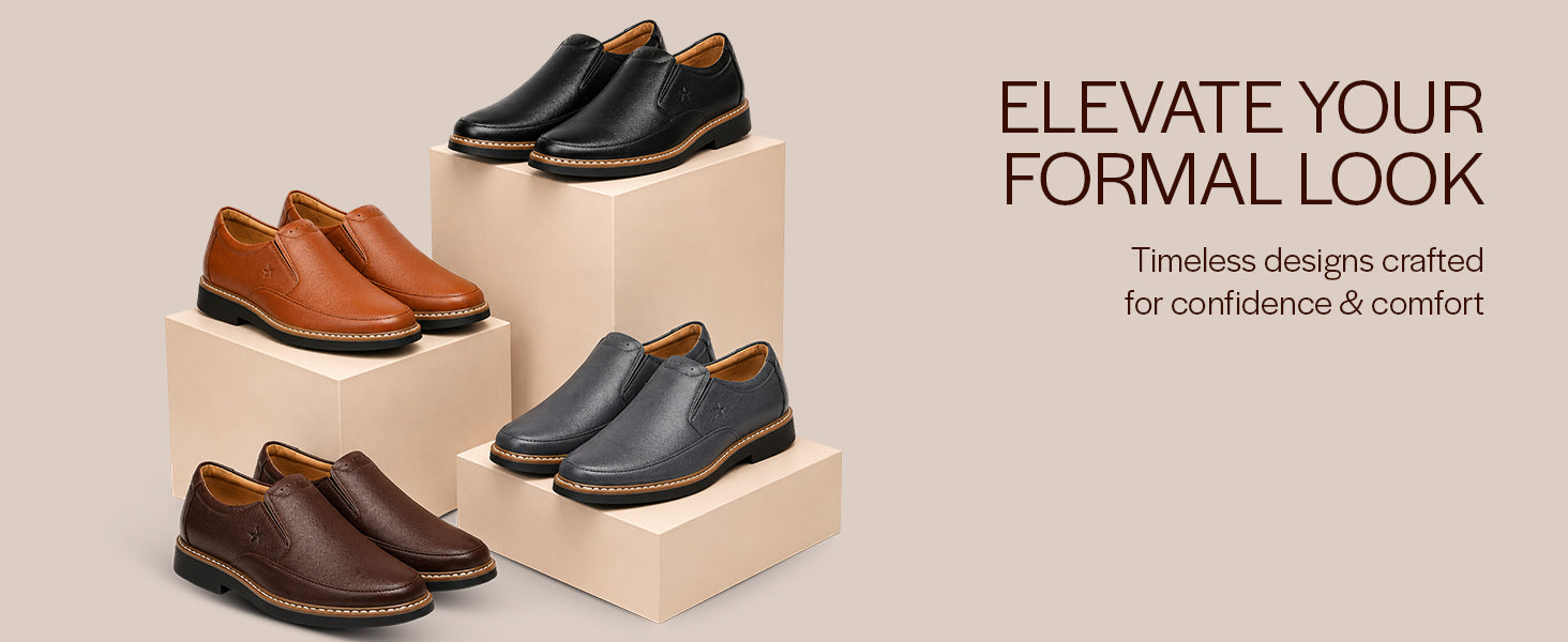 Men Tan Formal Superior Comfort Slip On Shoes