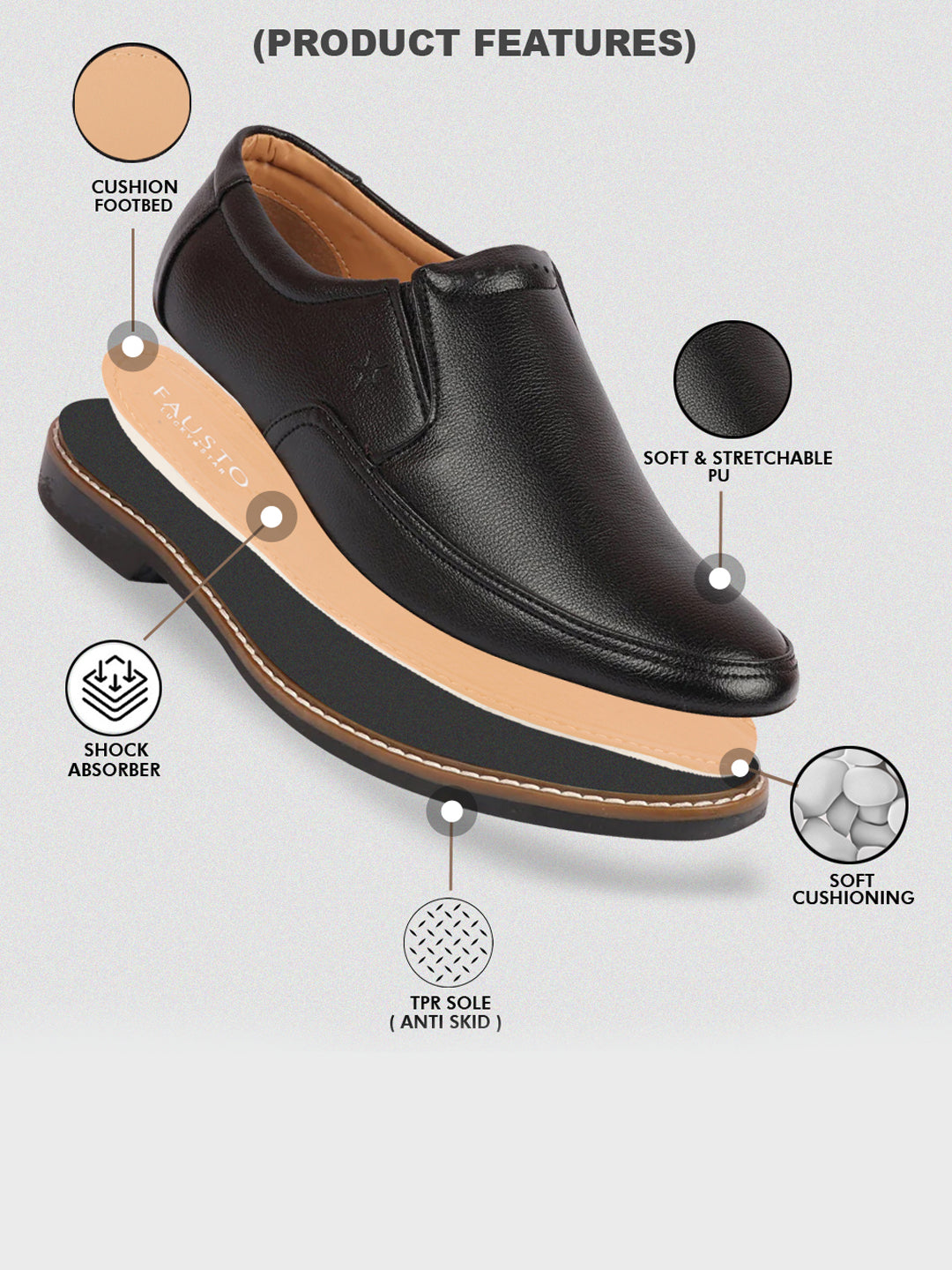 Shop Men Black Formal Superior Comfort Slip On Shoes Online.
