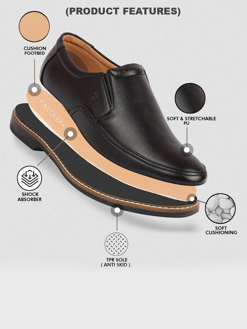 Shop Men Black Formal Superior Comfort Slip On Shoes Online.